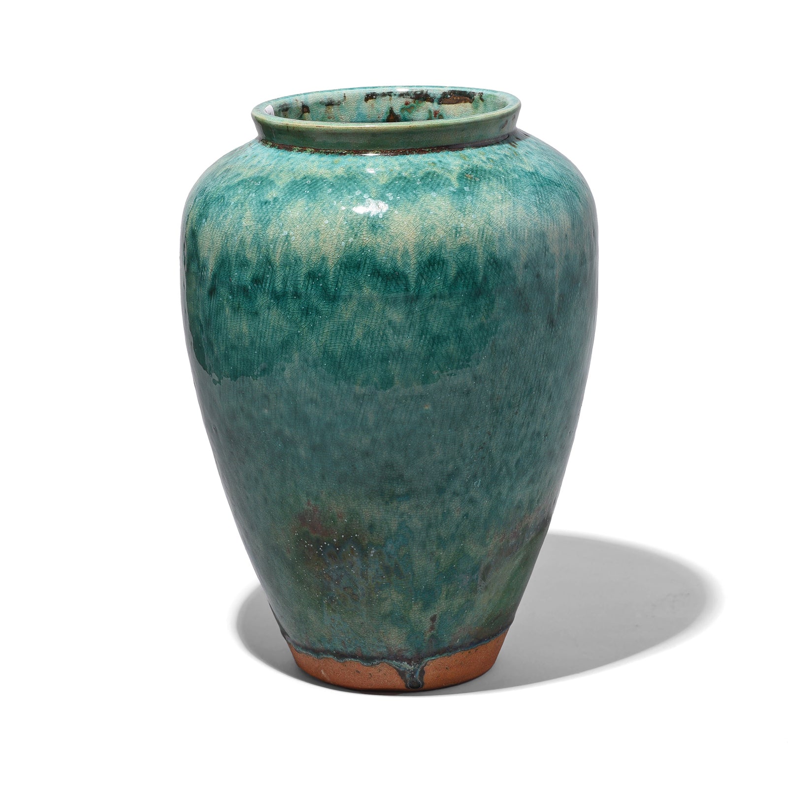 Green Copper Glazed Terracotta Vase | Indigo Antiques