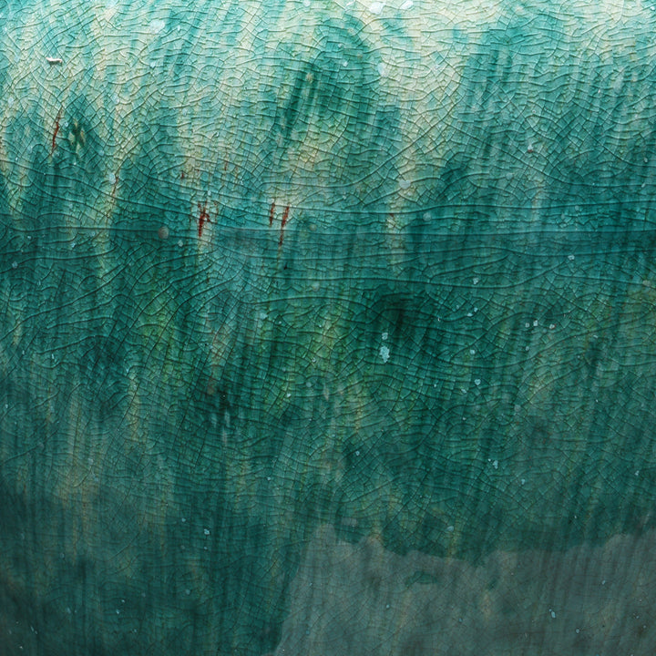 Detail From Surface Of Green Copper Glazed Terracotta Vase | Indigo Antiques