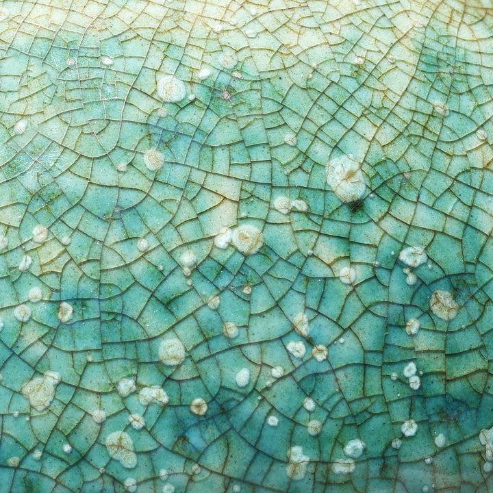 Glaze Detail From Green Copper Glazed Stoneware Jar | Indigo Antiques