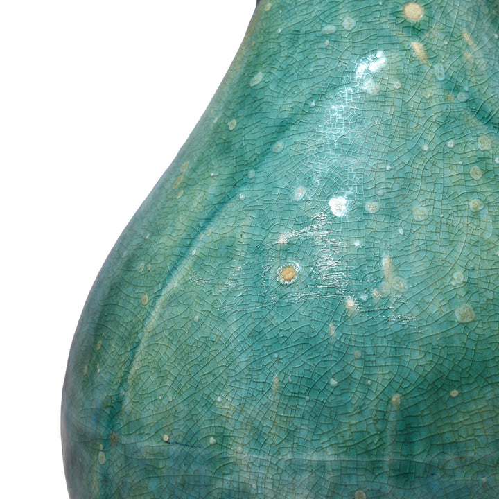 Texture Detail From Chinese Green Copper Glazed Stoneware Vase | Indigo Antiques