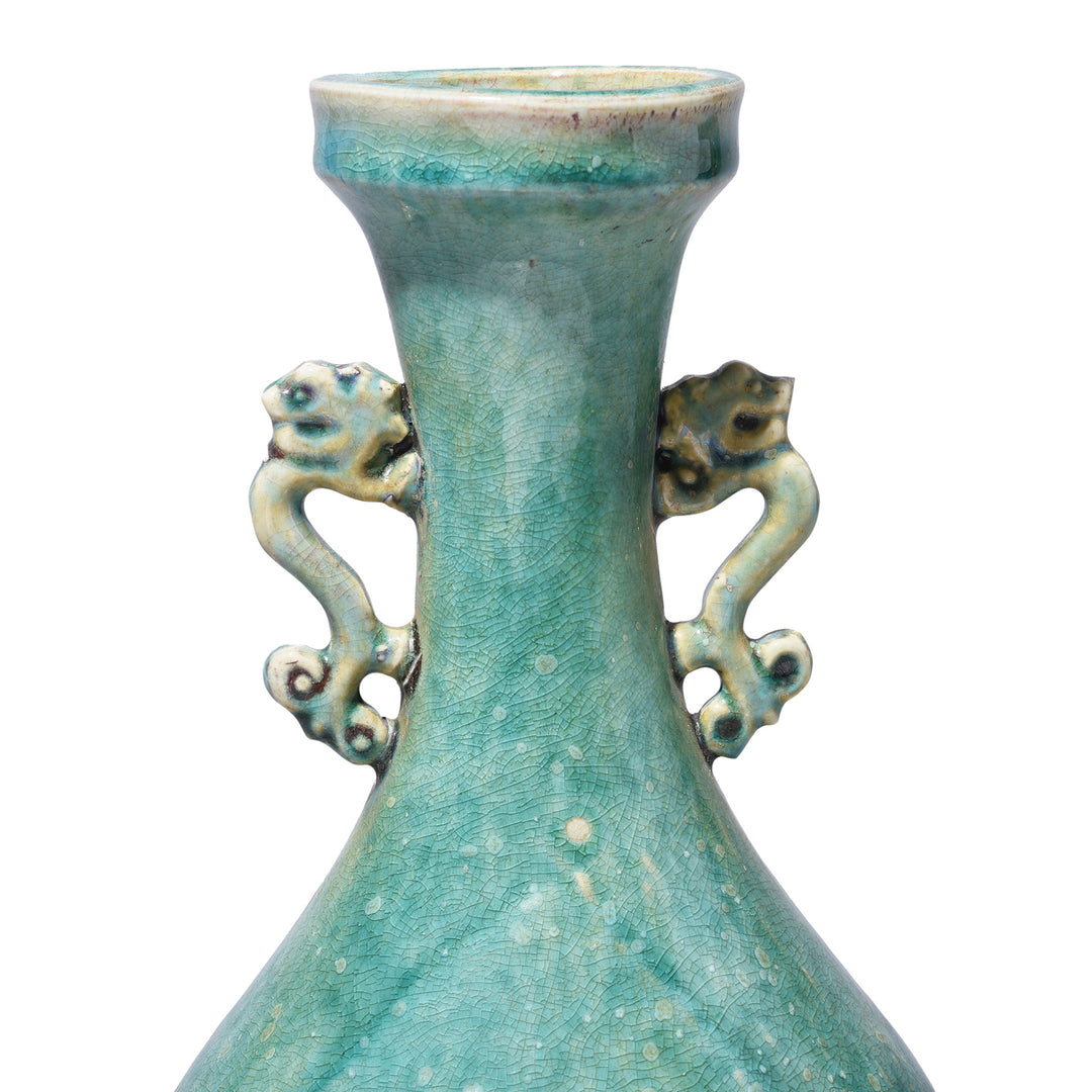 Detail From Neck Of Chinese Green Copper Glazed Stoneware Vase | Indigo Antiques