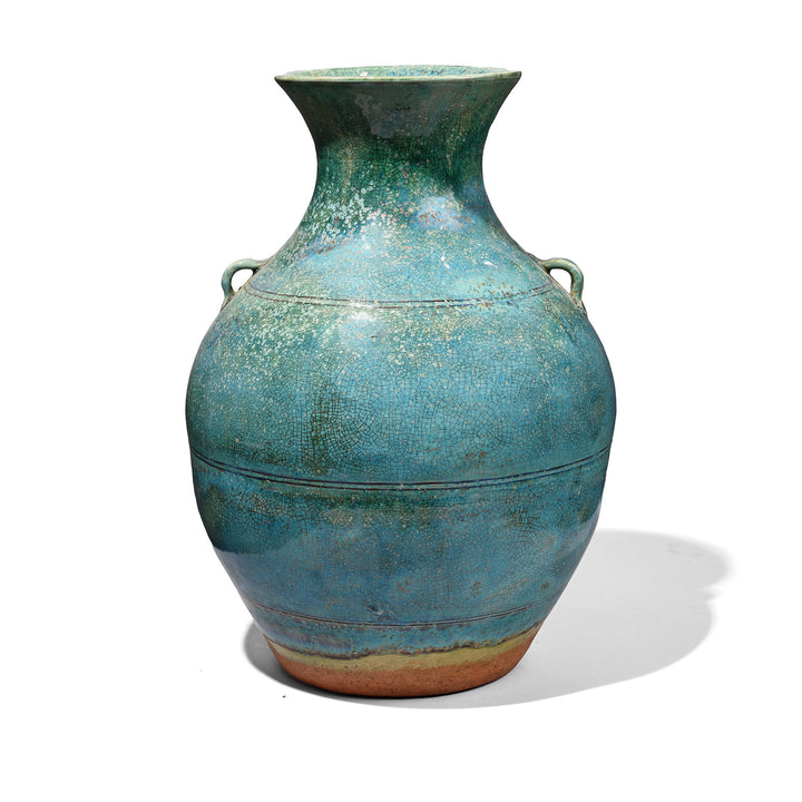 Green Copper Glazed Stoneware Vase | Indigo Antiques