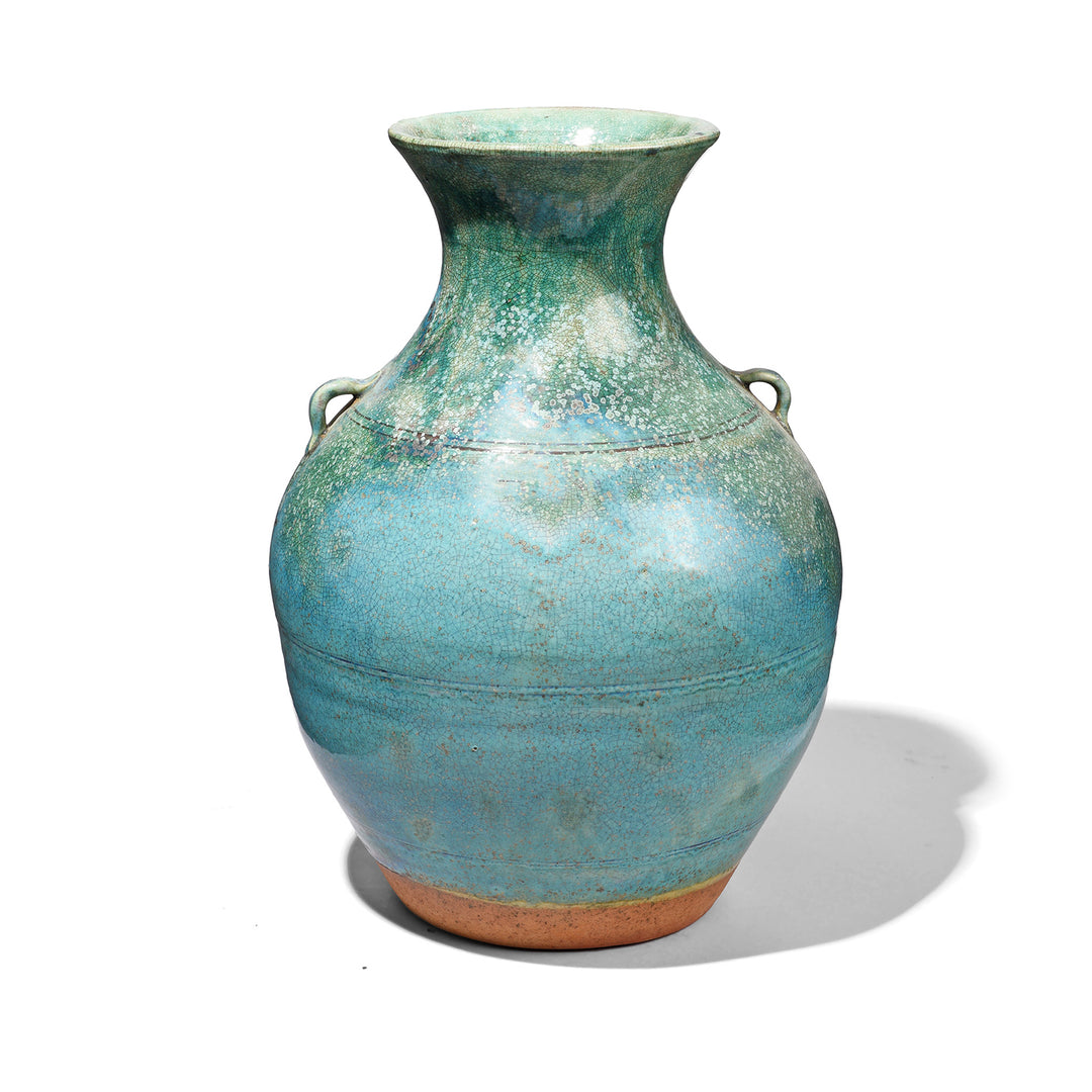 Green Copper Glazed Stoneware Vase | Indigo Antiques