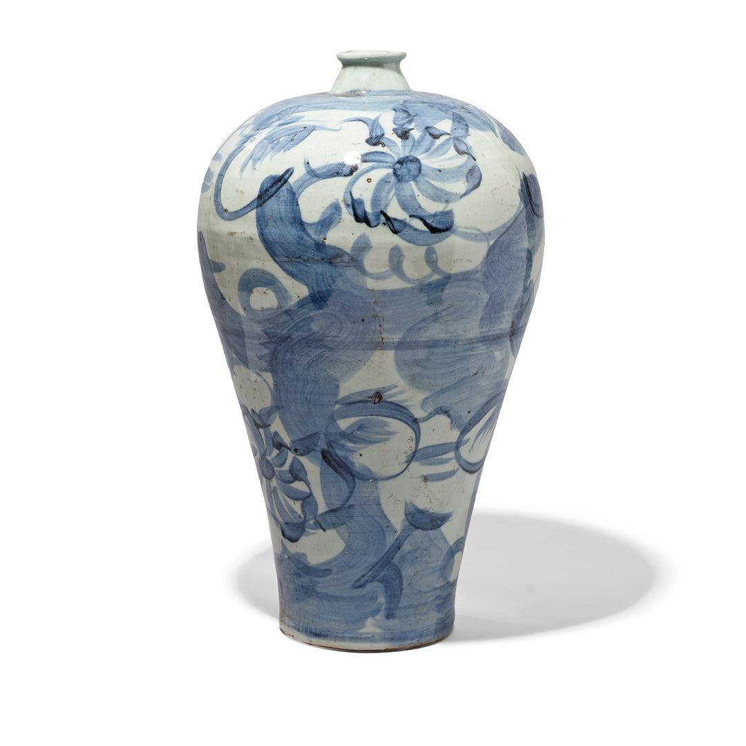 Reproduction Chinese Provincial Blue & White Porcelain Meiping Vase - Late Ming Style