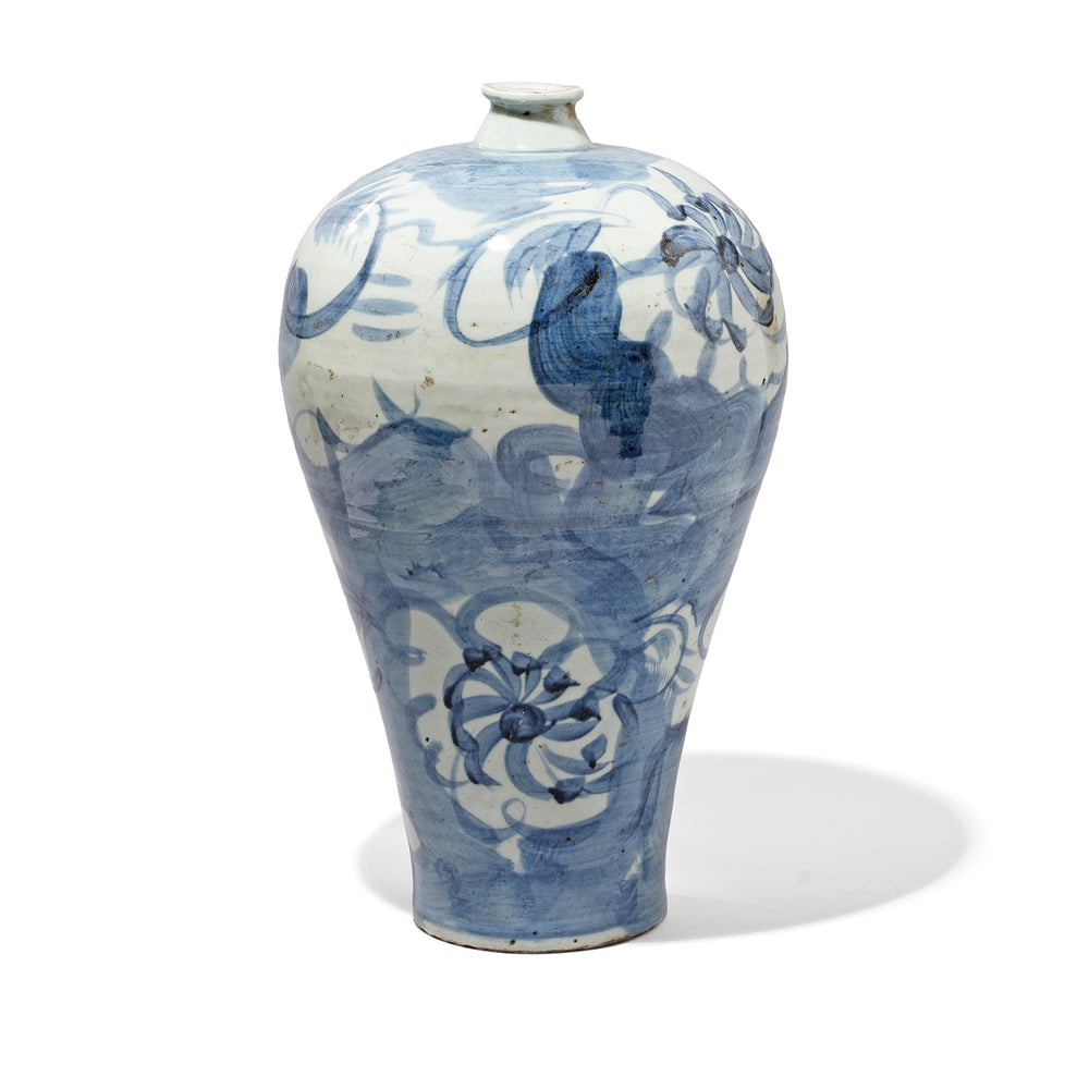 Reproduction Chinese Provincial Blue & White Porcelain Meiping Vase - Late Ming Style