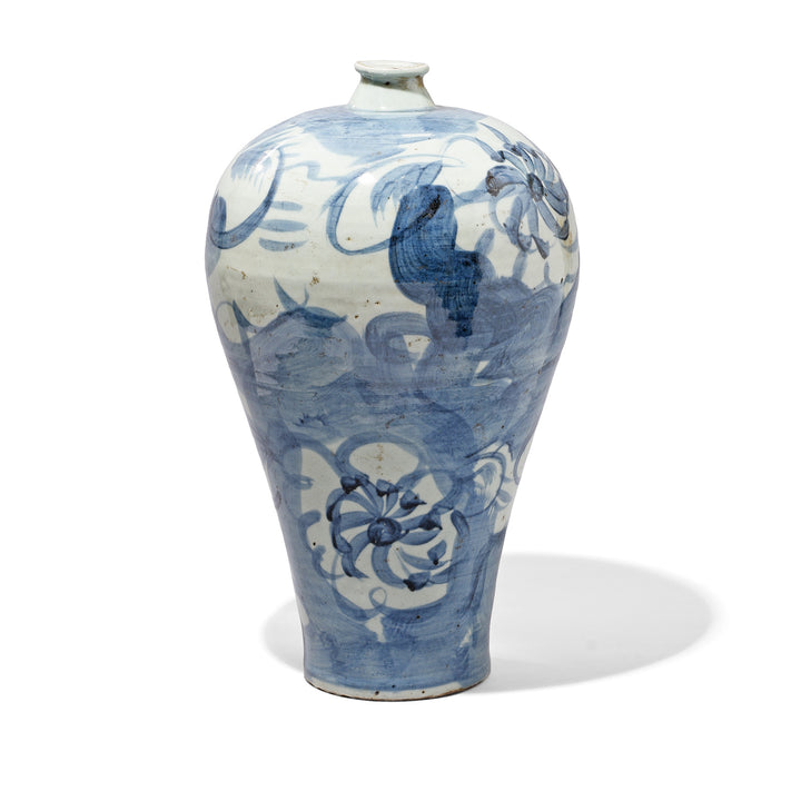 Reproduction Chinese Provincial Blue & White Porcelain Meiping Vase - Late Ming Style