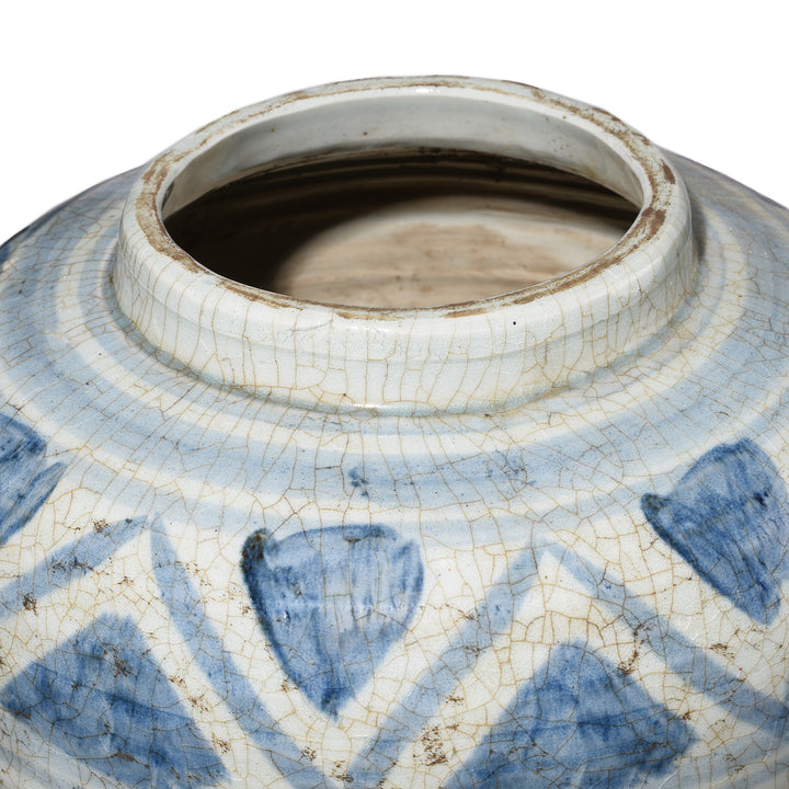 Rim Detail From Provincial Late Ming Style Blue & White Porcelain Ginger Jar | Indigo Antiques