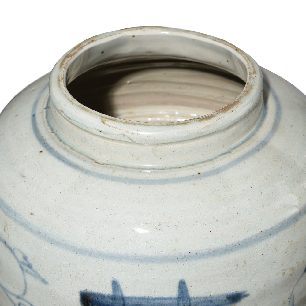 Rim Detail From Provincial Chinese Blue & White Porcelain Vase | Indigo Antiques