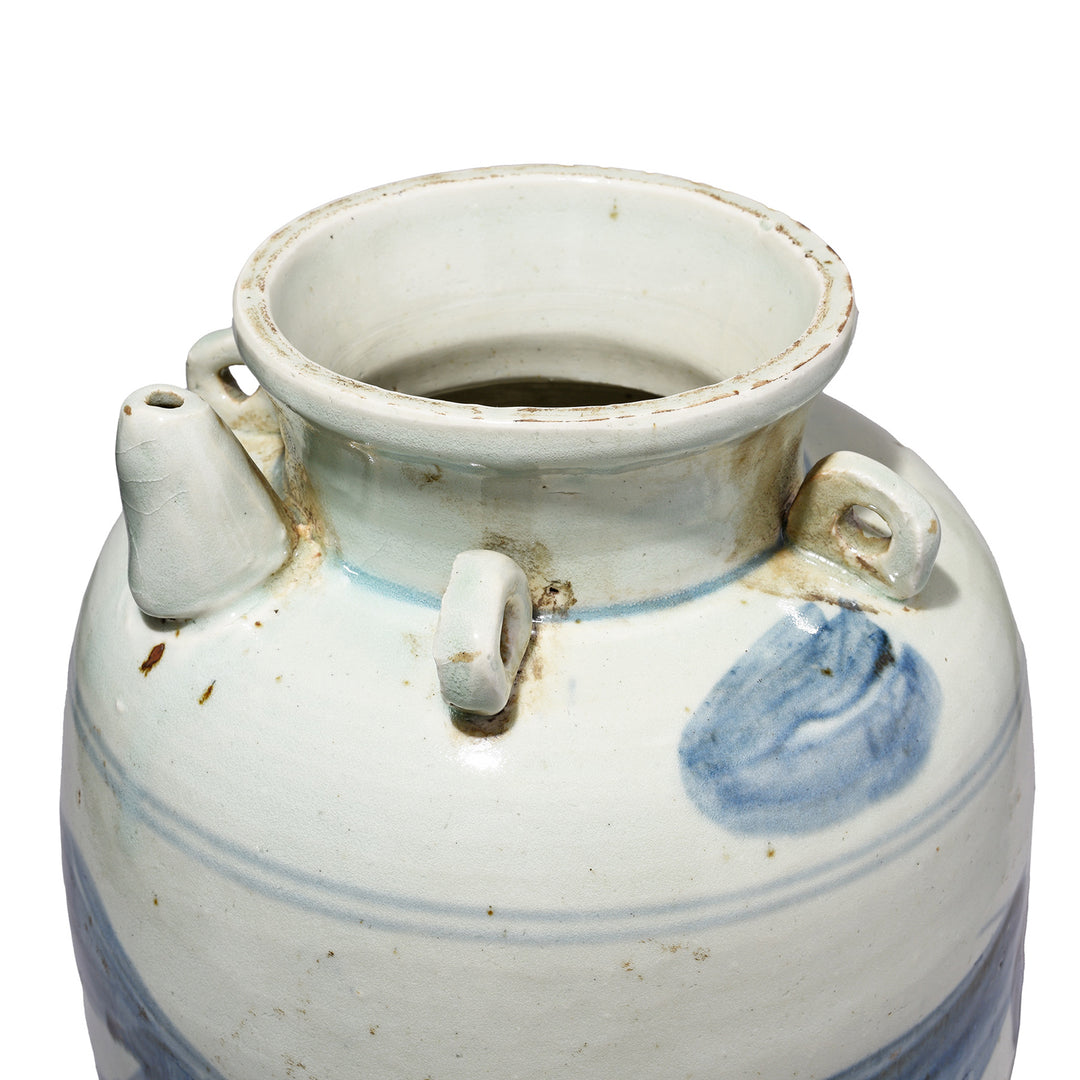 Spout And Opening Detail From Provincial Ming Style Blue & White Porcelain Dragon Wine Jar | Indigo Antiques
