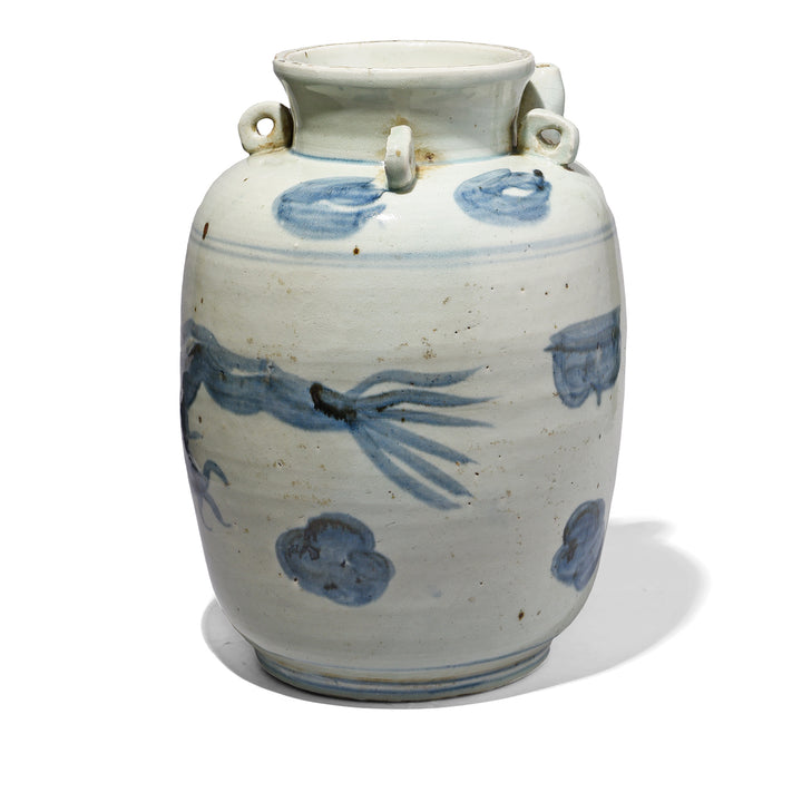 Back Of Provincial Ming Style Blue & White Porcelain Dragon Wine Jar | Indigo Antiques