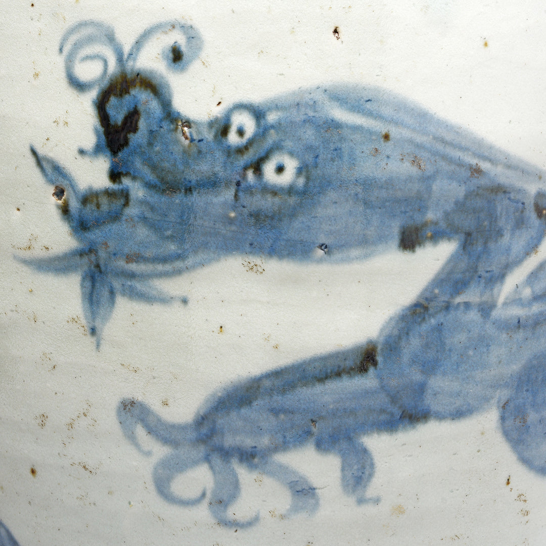 Dragon Detail From Provincial Ming Style Blue & White Porcelain Dragon Wine Jar | Indigo Antiques