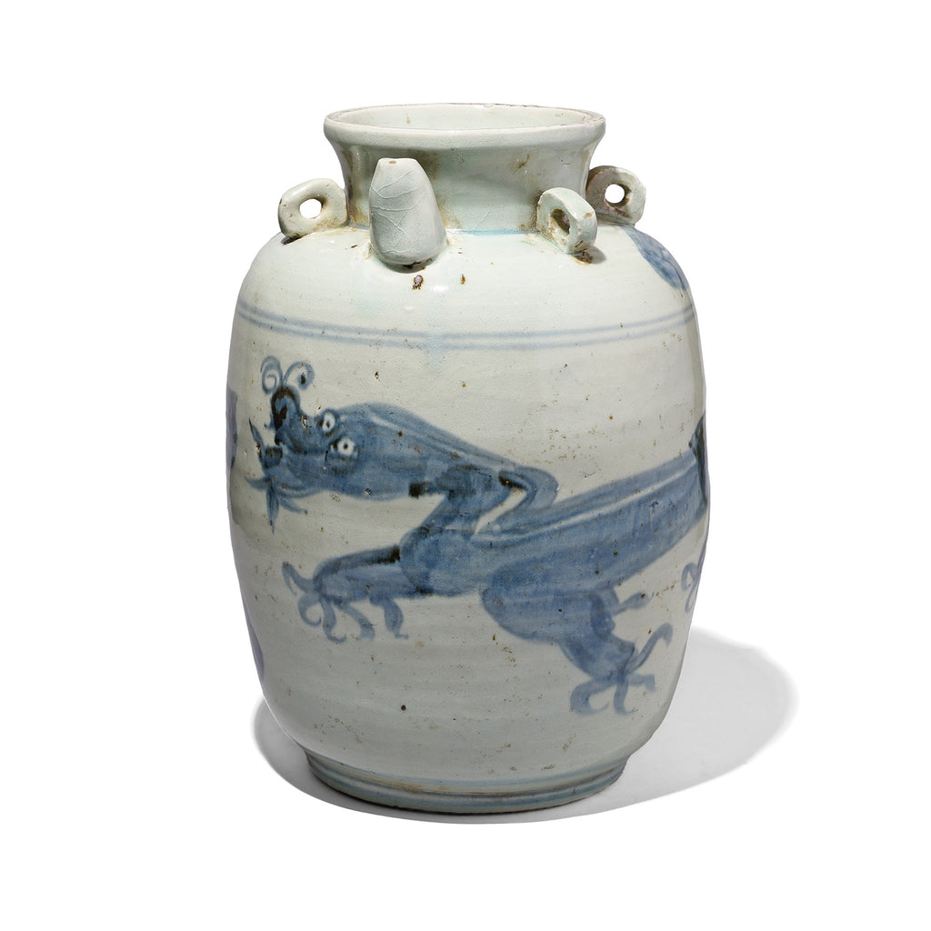 Large Provincial Blue & White Porcelain Wine Jar