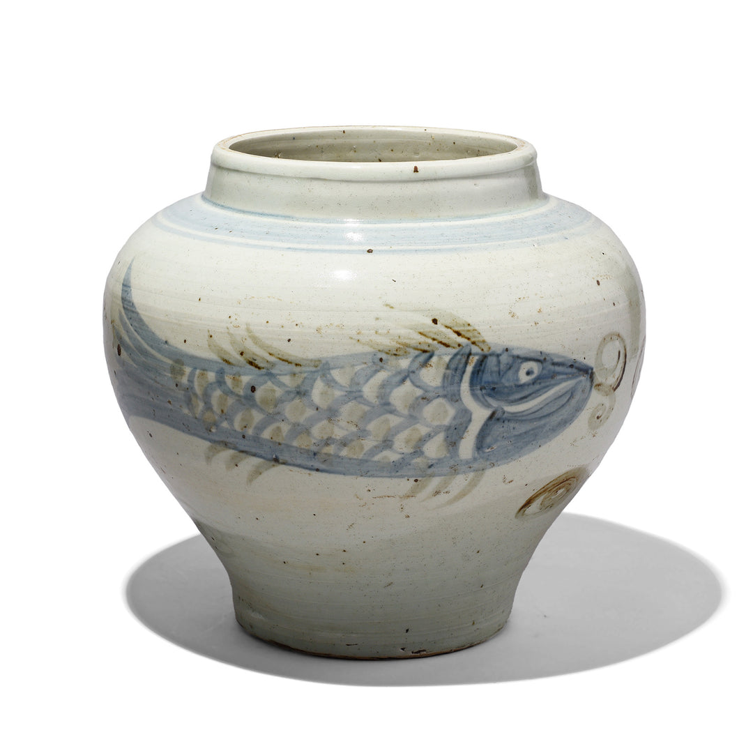 Reproduction Blue & White Porcelain Fish Design Jardinière | Indigo Antiques