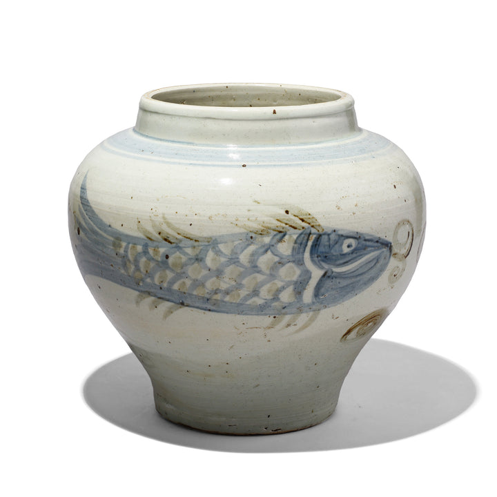 Reproduction Blue & White Porcelain Fish Design Jardinière | Indigo Antiques