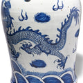 Blue & White Porcelain Temple Jar - Dragons