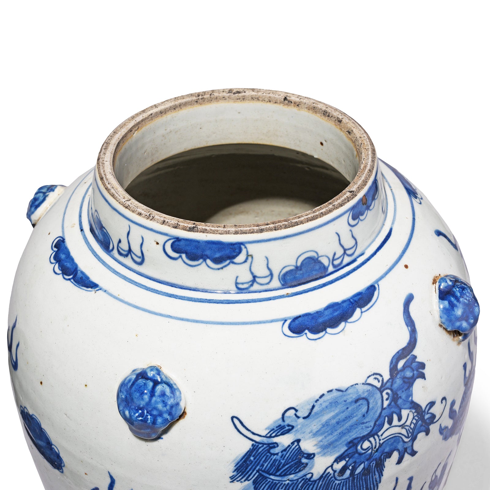 Opening Detail From Blue & White Porcelain Temple Jar - Dragon Design | Indigo Antiques