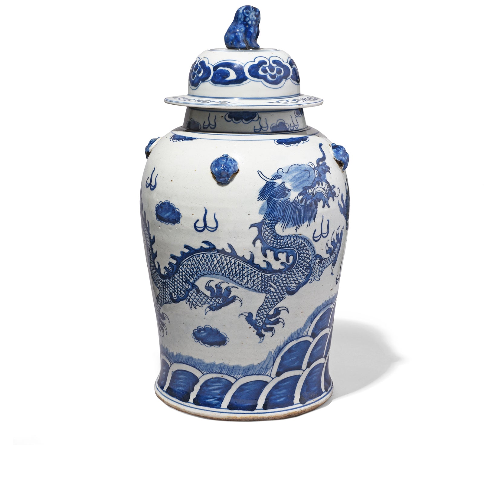 Blue & White Porcelain Temple Jar - Dragon Design | Indigo Antiques