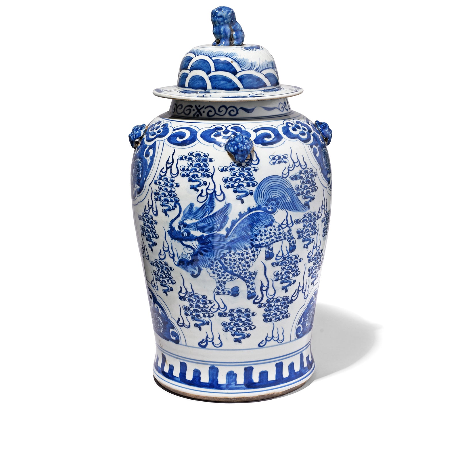 Blue & White Porcelain Temple Jar - Mythical Beasts | Indigo Antiques