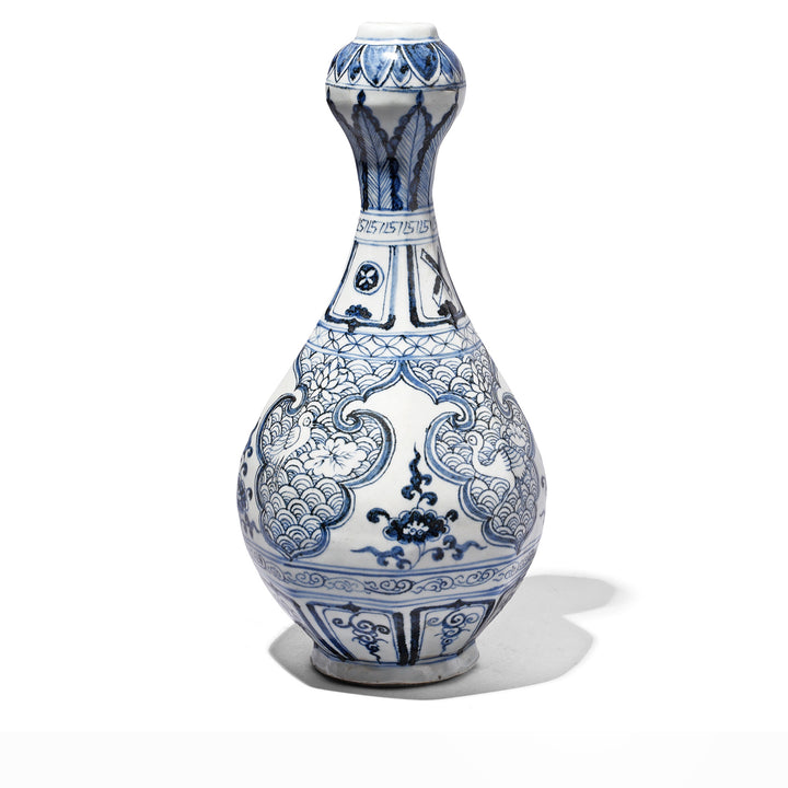 Blue & White Porcelain Garlic Mouth Vase | Indigo Antiques