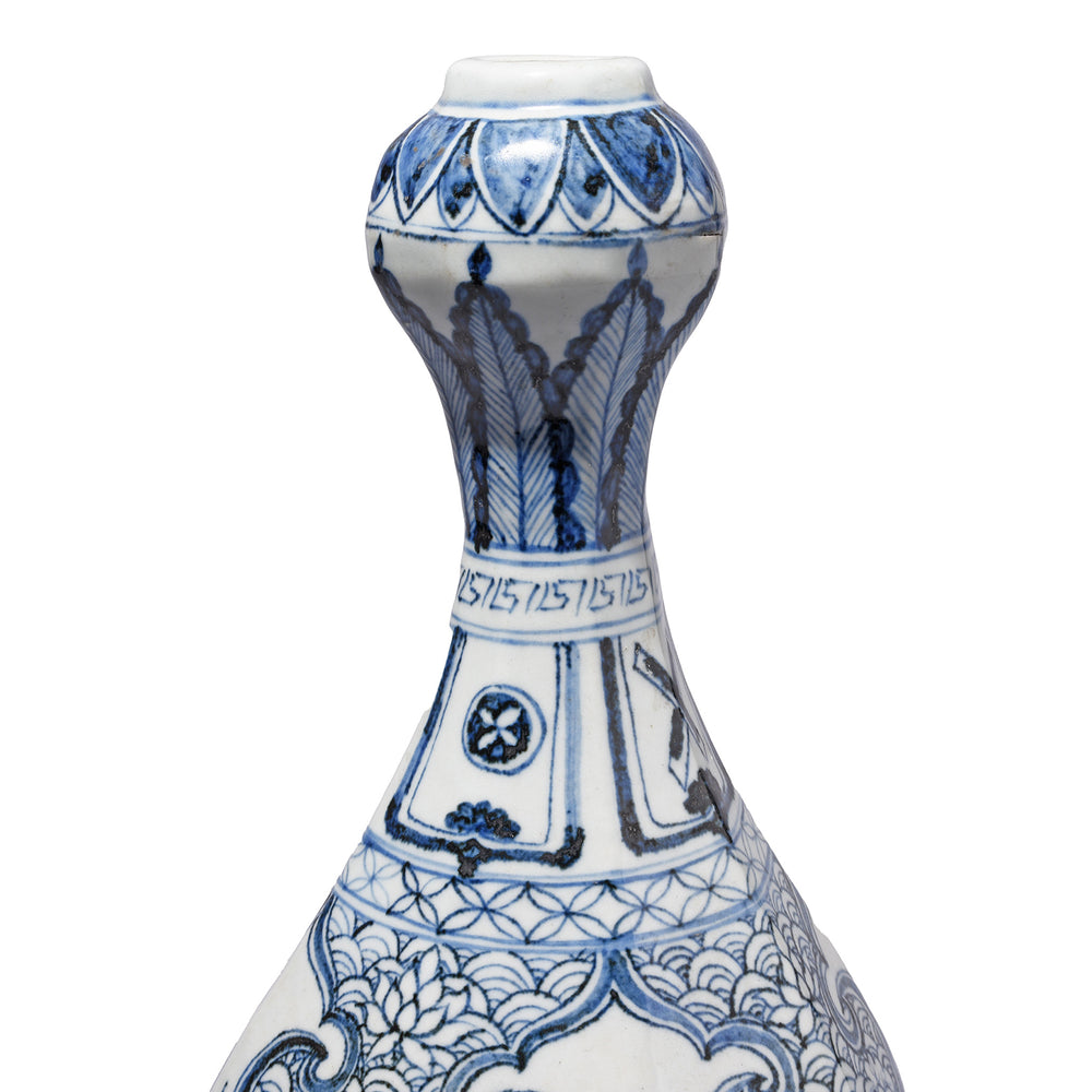Spout Detail From Blue & White Porcelain Garlic Mouth Vase | Indigo Antiques