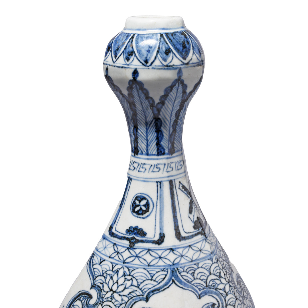 Spout Detail From Blue & White Porcelain Garlic Mouth Vase | Indigo Antiques