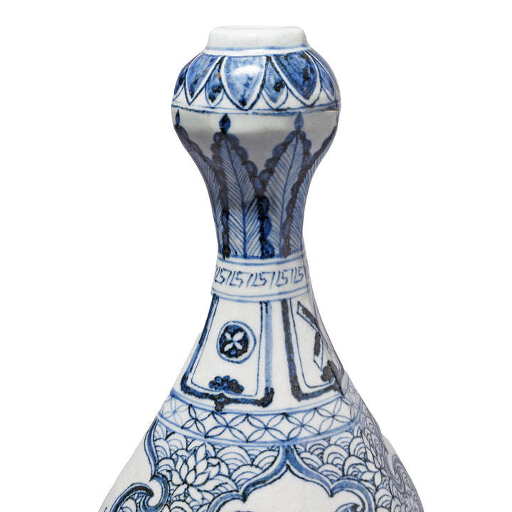 Spout Detail From Blue & White Porcelain Garlic Mouth Vase | Indigo Antiques