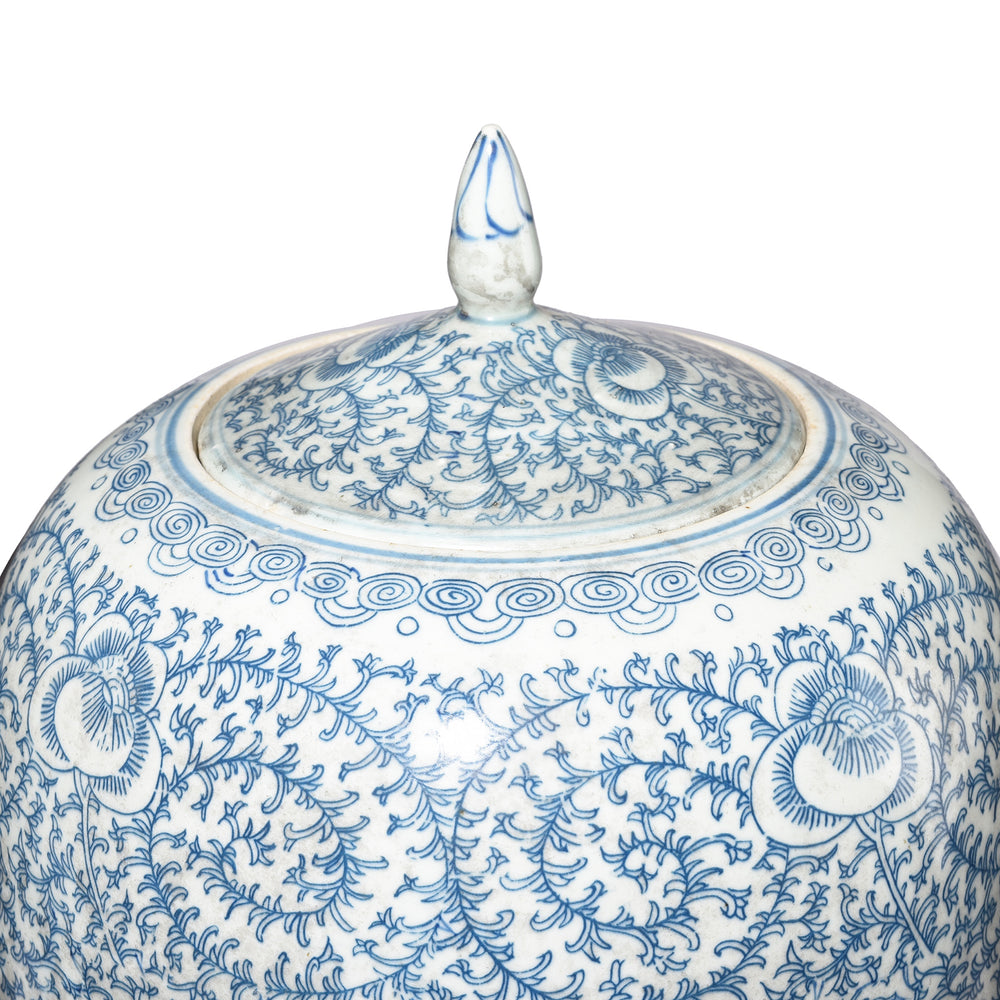 Lid Detail From Blue & White Chinese Porcelain Ginger Jar - Double Happiness Design | Indigo Antiques
