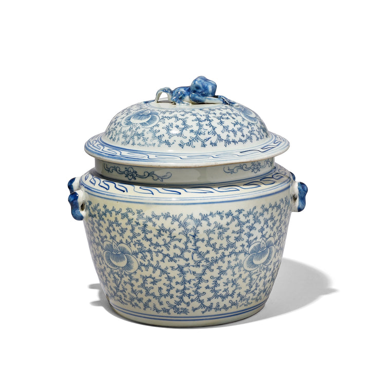Blue & White Porcelain Lidded Rice Jar - Frog | Indigo Antiques