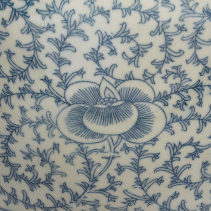 Design Detail From Blue & White Porcelain Lidded Rice Jar - Frog | Indigo Antiques