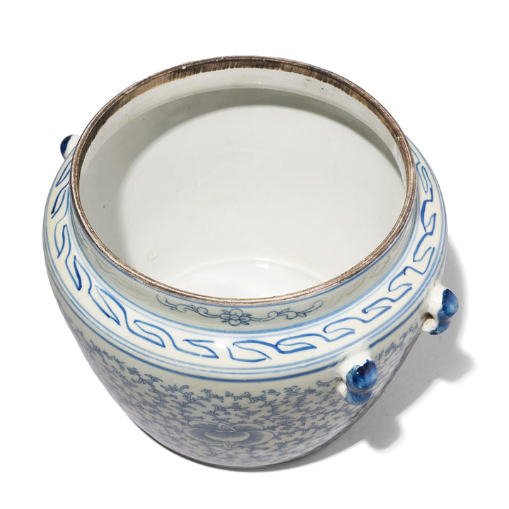 Interior Of Blue & White Porcelain Lidded Rice Jar - Frog | Indigo Antiques