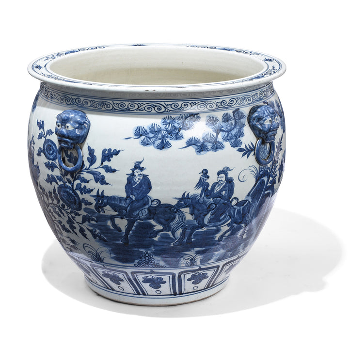 Porcelain Fish Bowl Planter With Pastoral Scene | Indigo Antiques