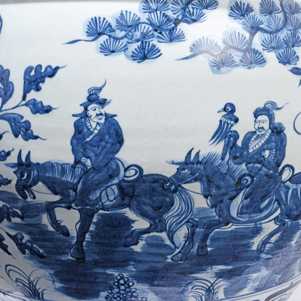 Paintwork Detail From Porcelain Fish Bowl Planter With Pastoral Scene | Indigo Antiques