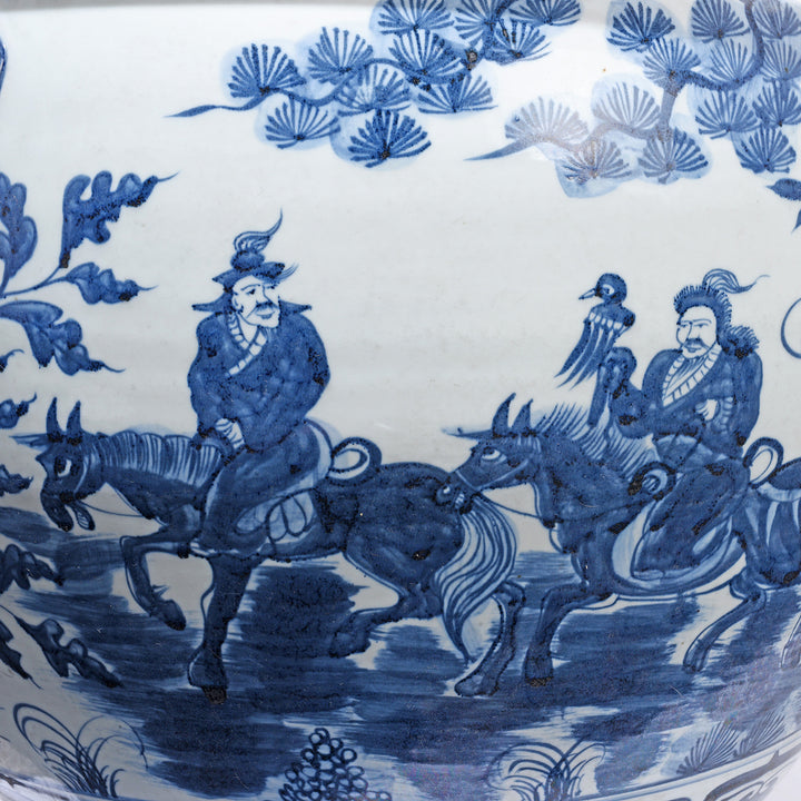 Paintwork Detail From Porcelain Fish Bowl Planter With Pastoral Scene | Indigo Antiques