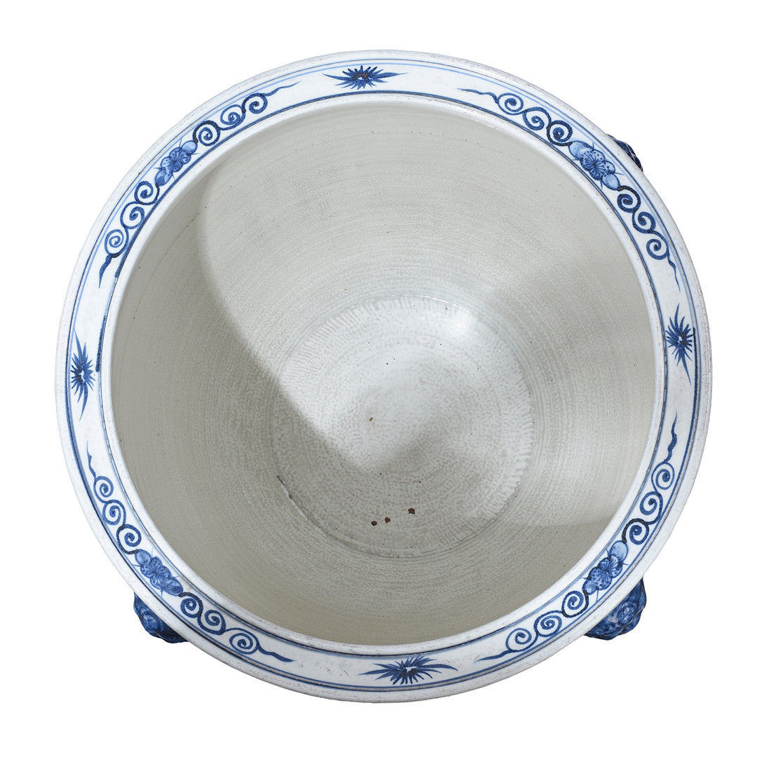 Top DOwn View Of Porcelain Fish Bowl Planter With Pastoral Scene | Indigo Antiques