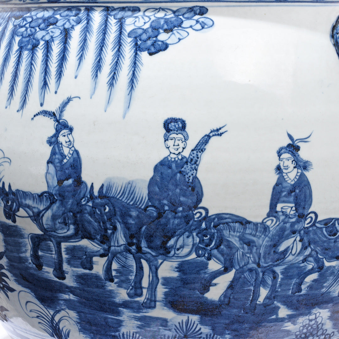 Paintwork Detail From Porcelain Fish Bowl Planter With Pastoral Scene | Indigo Antiques