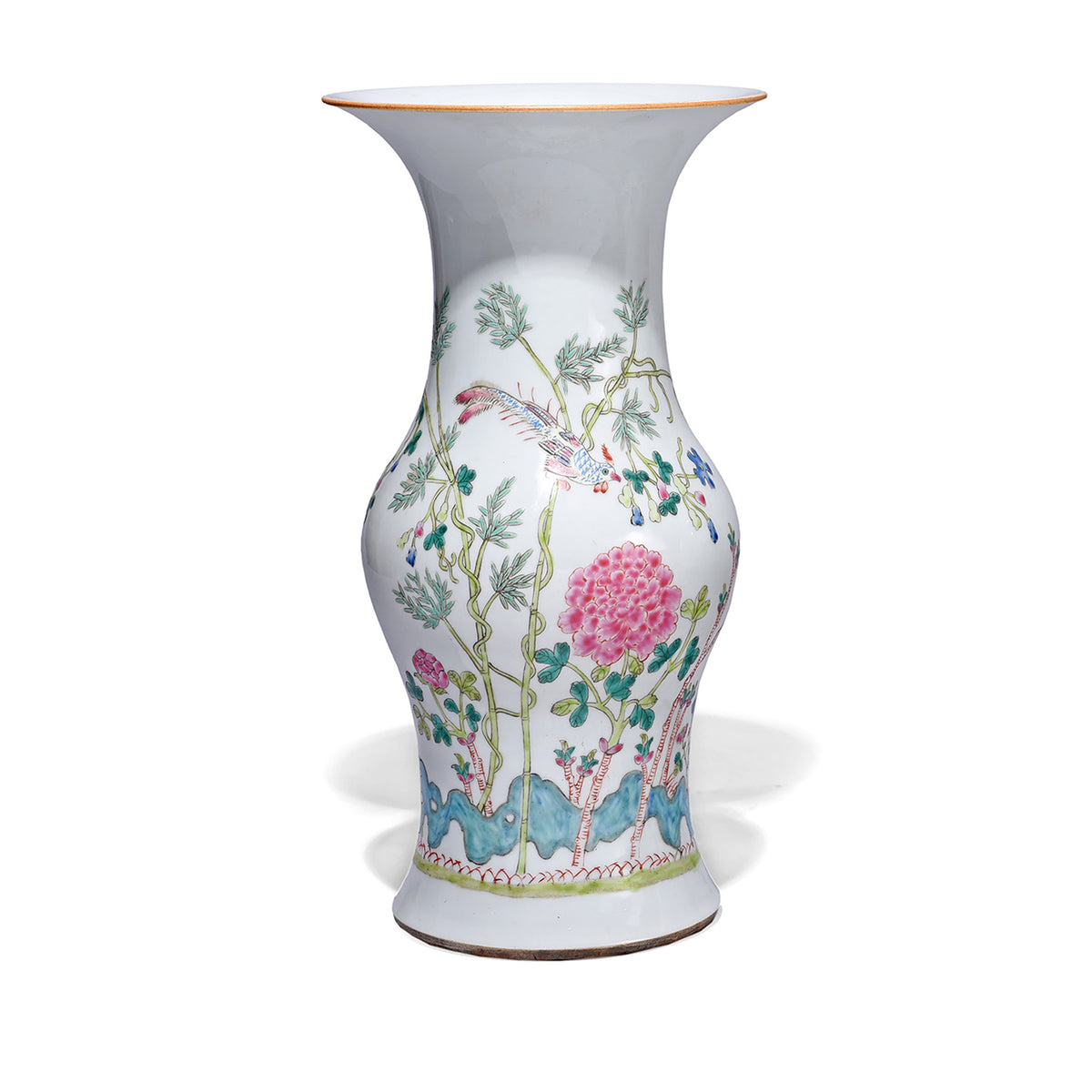 Traditional Wucai Vase With Birds And Flowers
