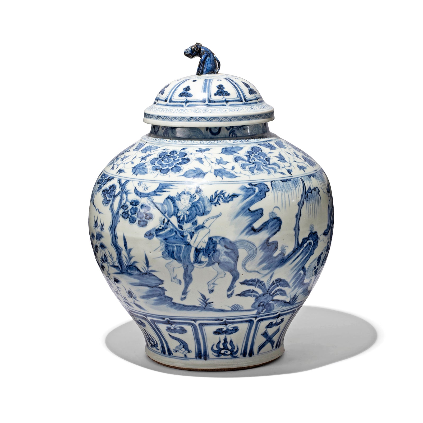 Blue & White Porcelain Wine Jar With Mouse Lid | Indigo Antiques
