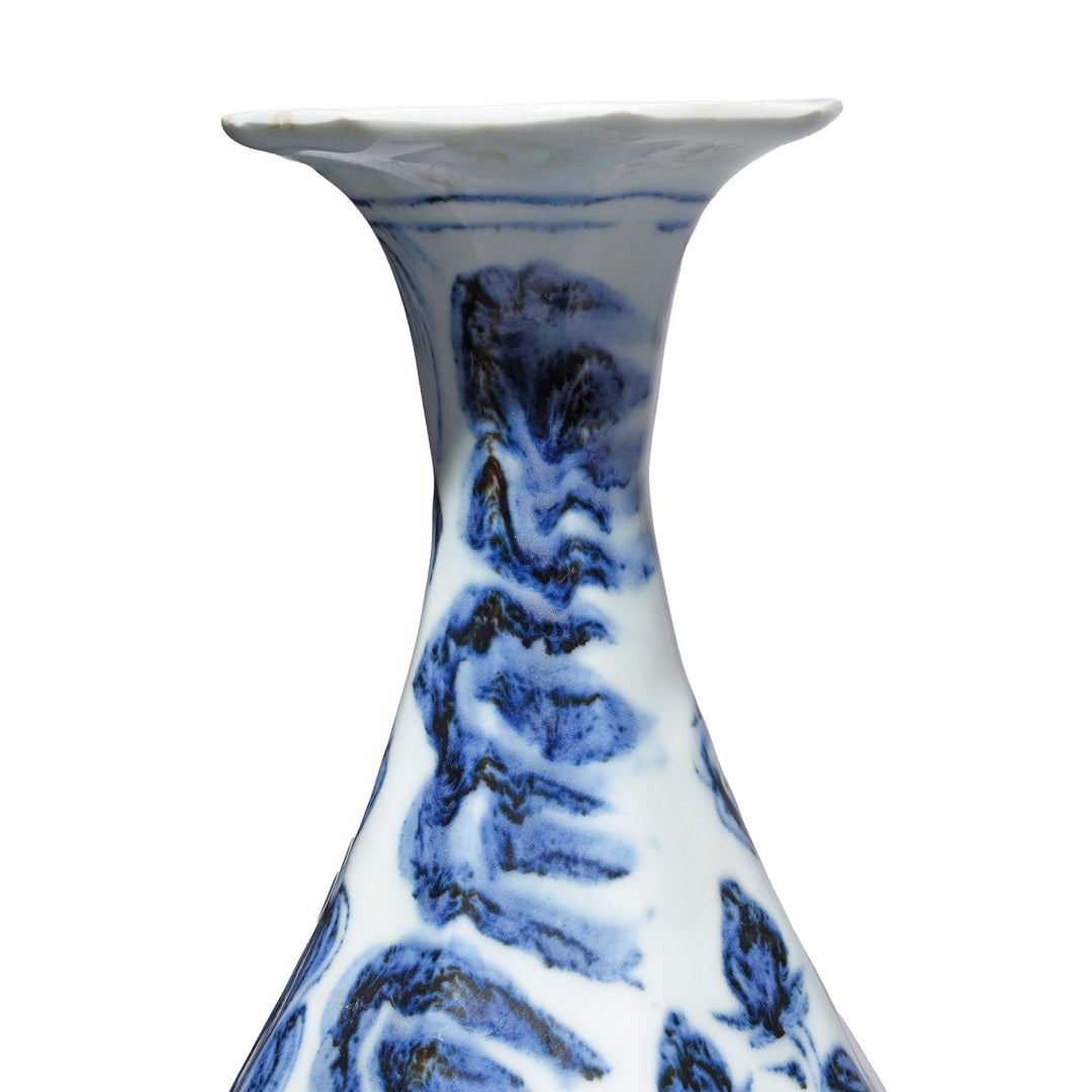 Neck Detail From Blue & White Porcelain Vase - Figures in Tradtional Dress | Indigo Antiques