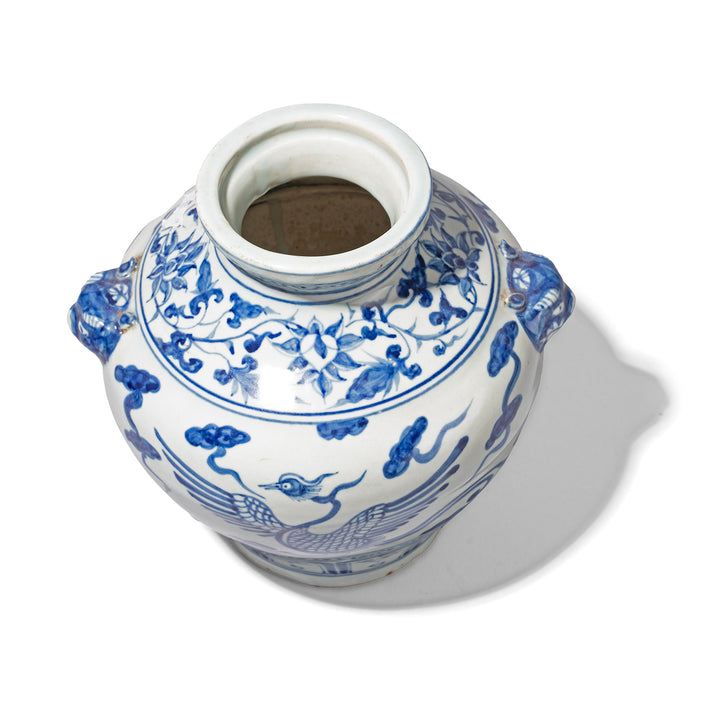 Interior View Of Small Phoenix Blue And White Wine Jar | Indigo Antiques 