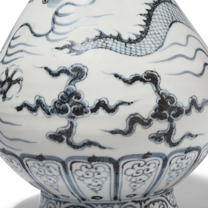 Detail From Blue & White Porcelain Flower Vase - Dragons | Indigo Antiques