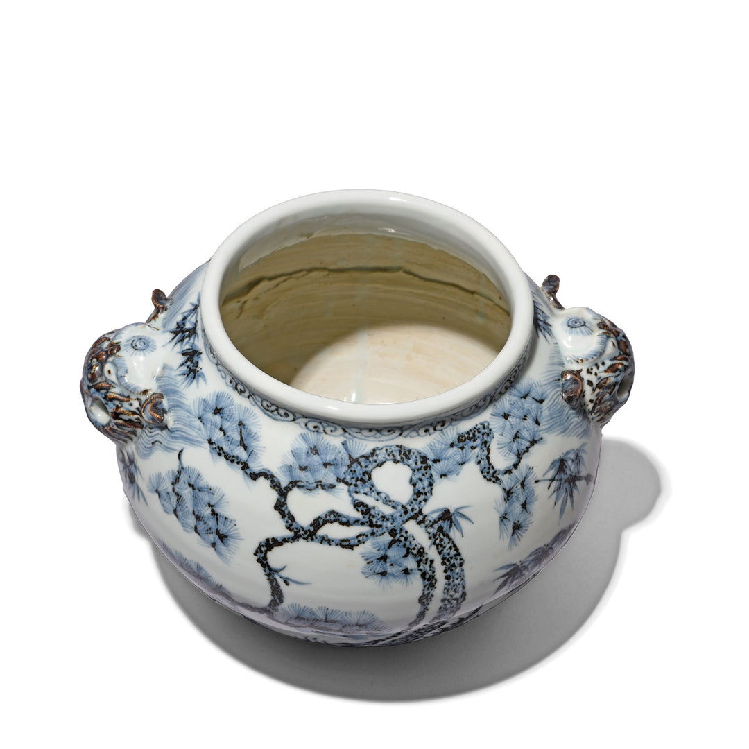 Inside Of Blue & White Porcelain Jardinière - Trees | Indigo Antiques
