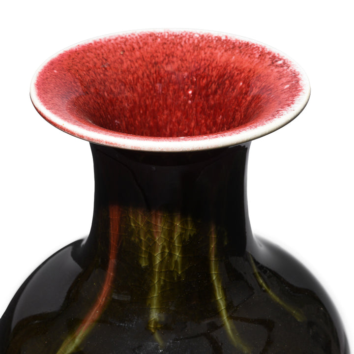 Rim Detail From Yaobian Dark Red Flambe Porcelain Fengweizun Vase | Indigo Antiques