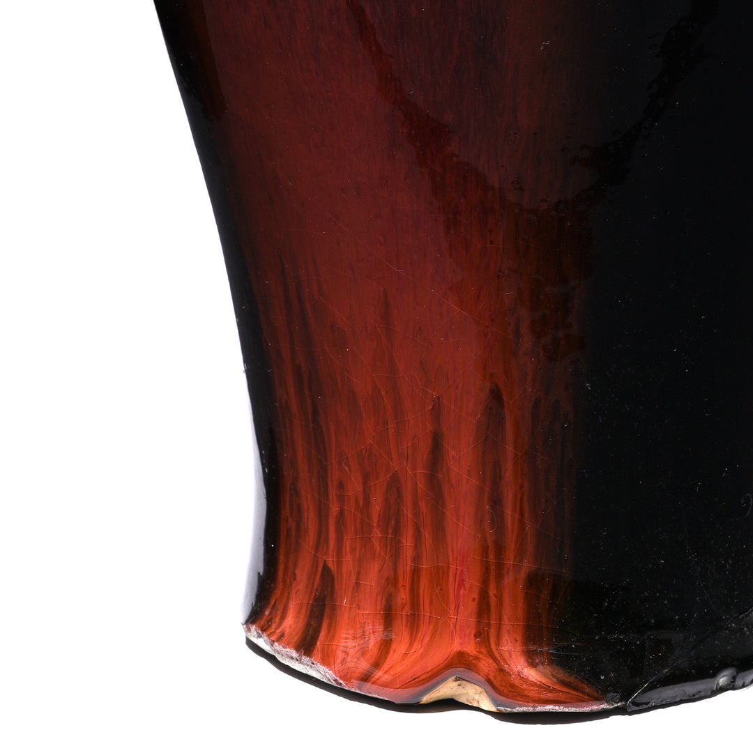 Base Detail From Yaobian Dark Red Flambe Porcelain Fengweizun Vase | Indigo Antiques