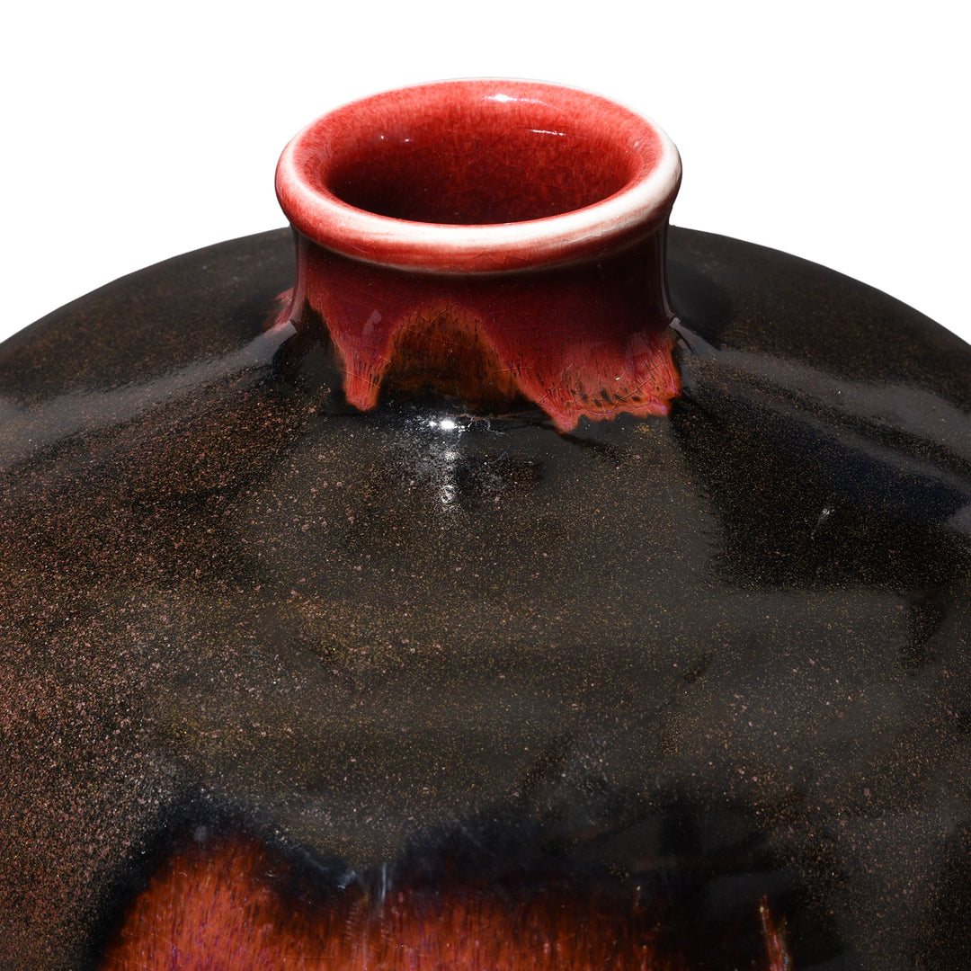 Spout Detail From Yaobian Dark Red Flambe Porcelain Meiping Vase | Indigo Antiques