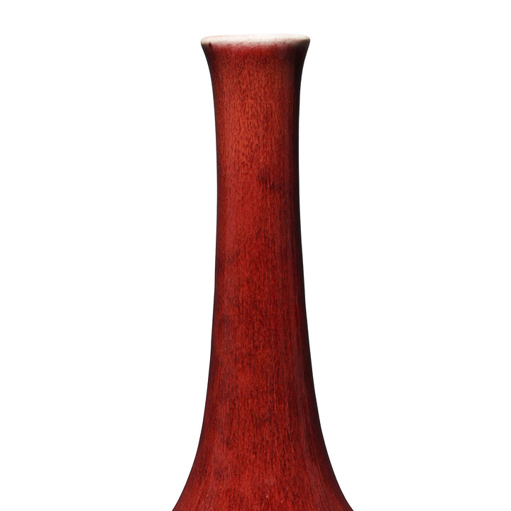 Neck Detail From Sang De Boeuf Porcelain Tianqiuping Vase - Large | Indigo Antiques