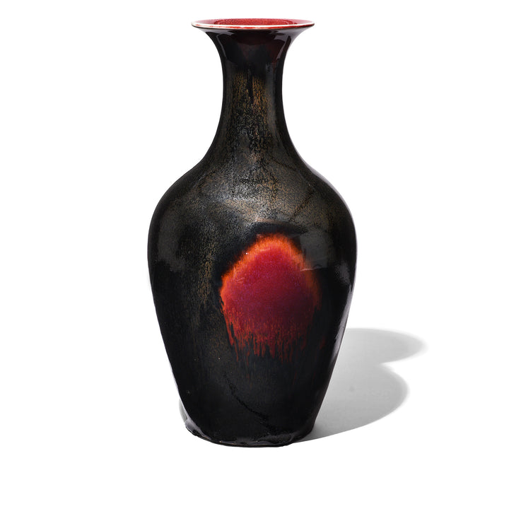 Yaobian Dark Red Flambe Porcelain Flower Vase | Indigo Antiques