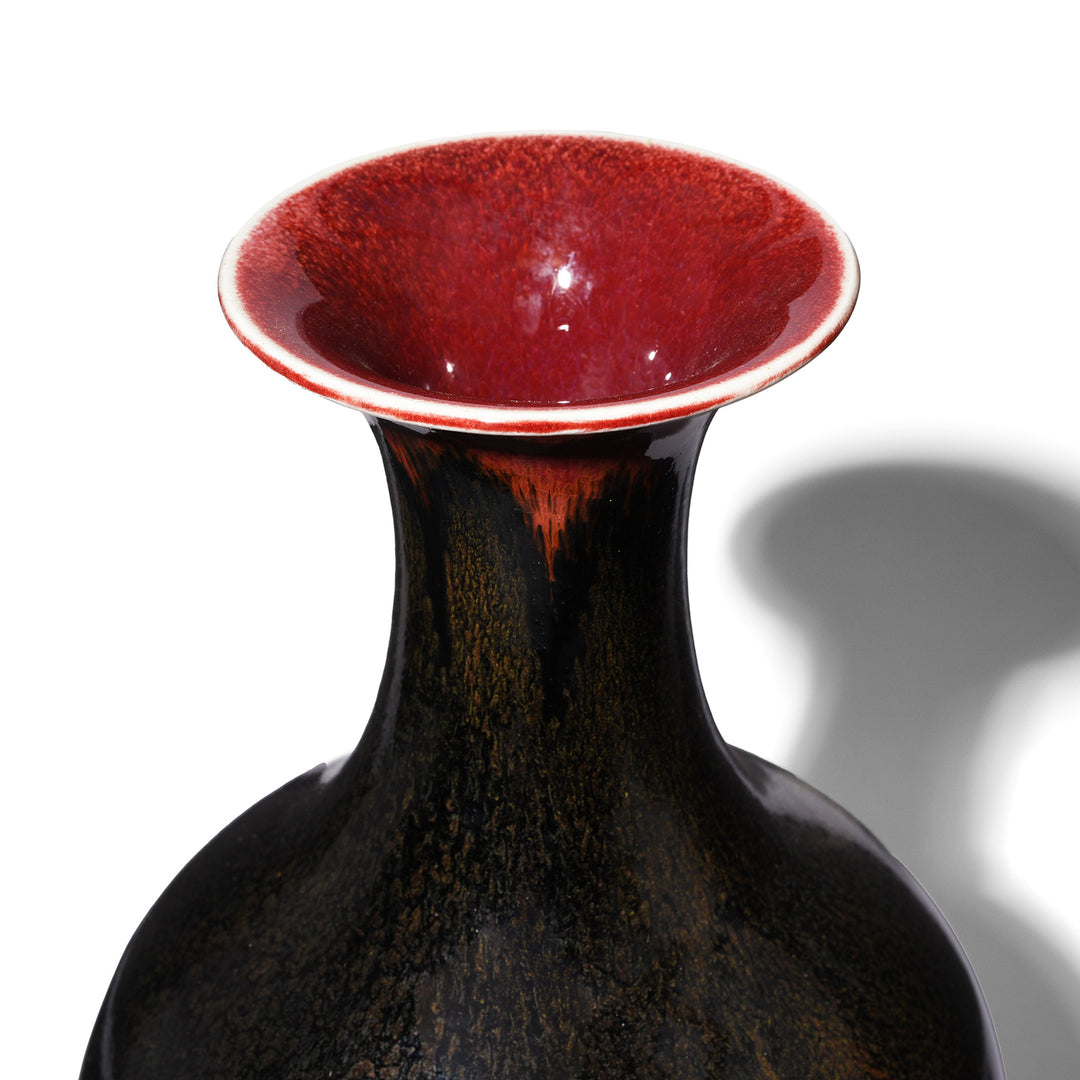 Rim Detail From Yaobian Dark Red Flambe Porcelain Flower Vase | Indigo Antiques