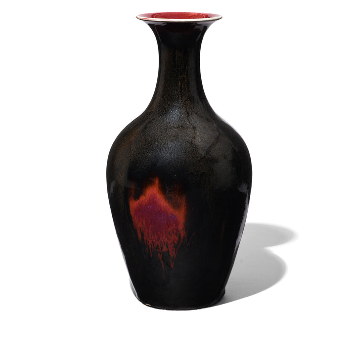 Yaobian Dark Red Flambe Porcelain Flower Vase | Indigo Antiques