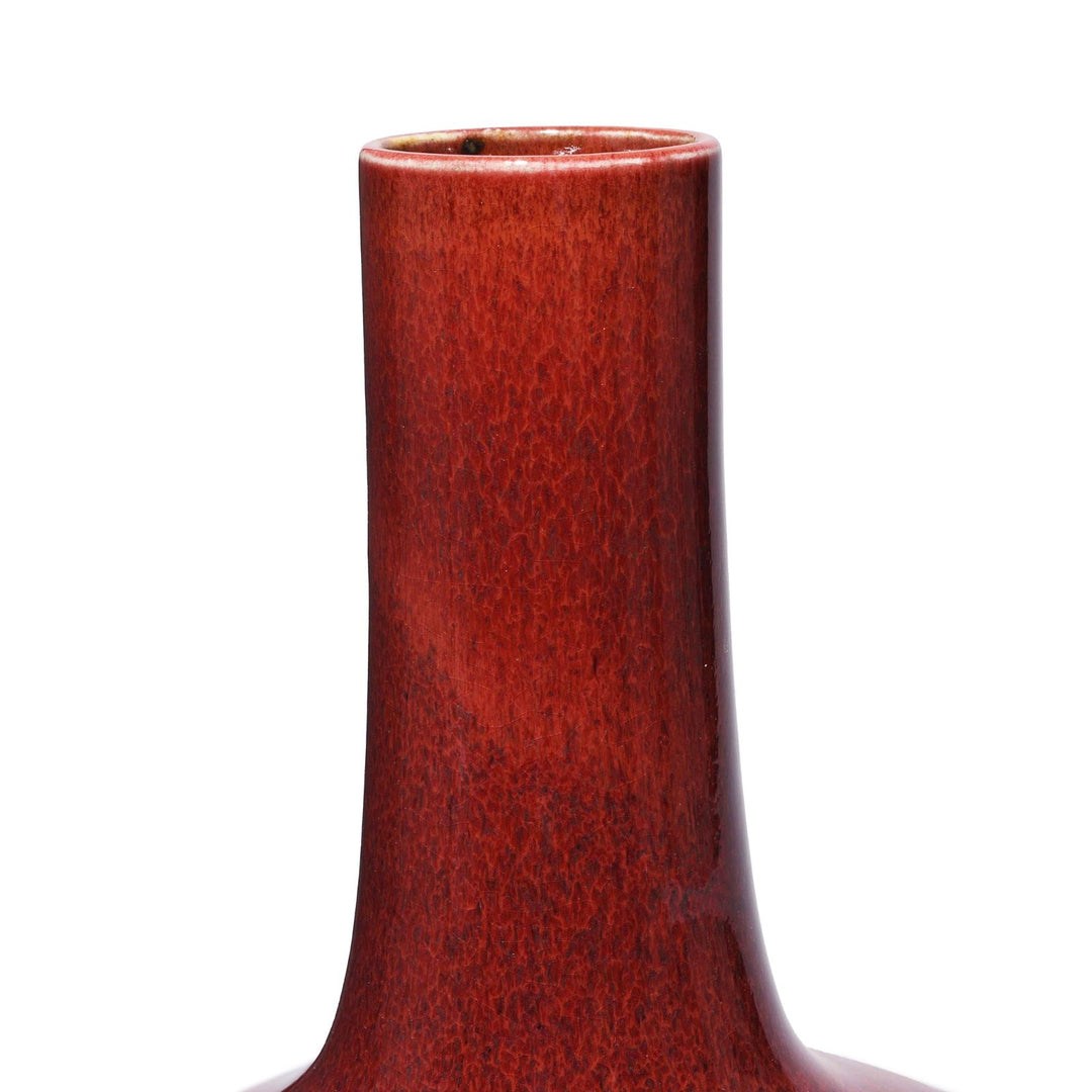 Neck Detail From Sang De Boeuf Porcelain Tianqiuping Vase - Large | Indigo Antiques