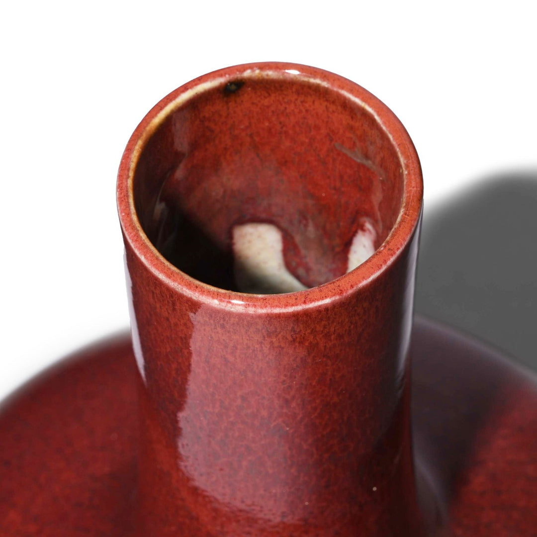 Interior Glaze Detail From Sang De Boeuf Porcelain Tianqiuping Vase - Large | Indigo Antiques